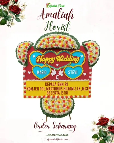 Karangan Papan Bunga Pernikahan di Medong